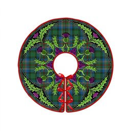 ScotsTee Shop Scottish Cockburn (Coburn) Ancient Clan Crest Tartan Christmas Tree Skirt Scottish Thistle Design