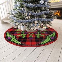 ScotsTee Shop Scottish Cunningham Modern Clan Crest Tartan Christmas Tree Skirt Scottish Thistle Design