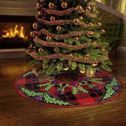 ScotsTee Shop Scottish Cunningham Modern Clan Crest Tartan Christmas Tree Skirt Scottish Thistle Design