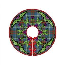 ScotsTee Shop Scottish Cathcart Ancient Clan Crest Tartan Christmas Tree Skirt Scottish Thistle Design
