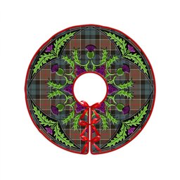 ScotsTee Shop Scottish Colquhoun Weathered Clan Crest Tartan Christmas Tree Skirt Scottish Thistle Design