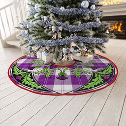 ScotsTee Shop Scottish Erskine Purple Clan Crest Tartan Christmas Tree Skirt Scottish Thistle Design