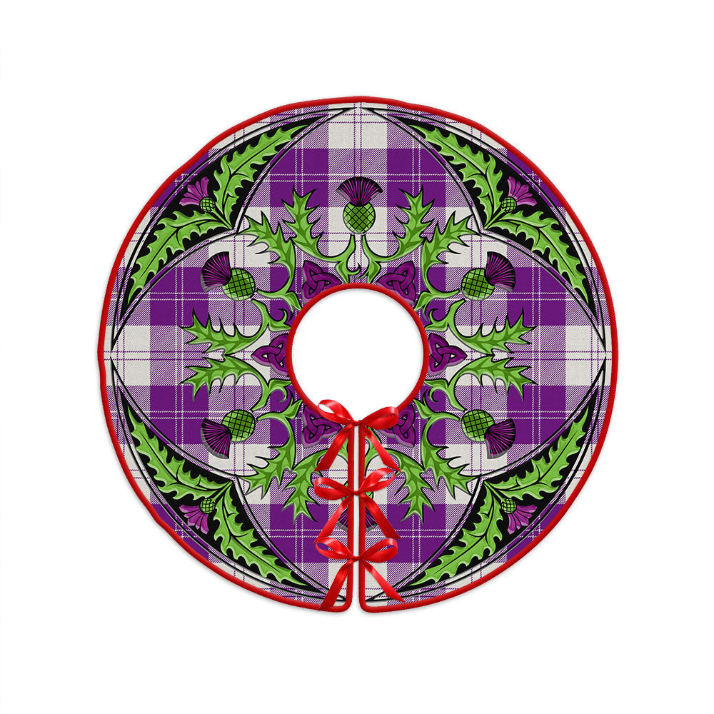 ScotsTee Shop Scottish Erskine Purple Clan Crest Tartan Christmas Tree Skirt Scottish Thistle Design
