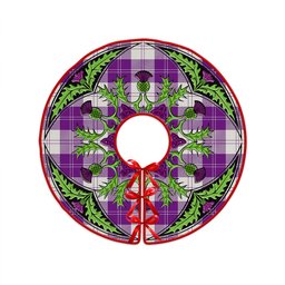 ScotsTee Shop Scottish Erskine Purple Clan Crest Tartan Christmas Tree Skirt Scottish Thistle Design