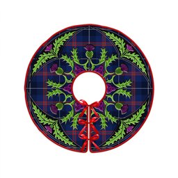 ScotsTee Shop Scottish Bryson Modern Clan Crest Tartan Christmas Tree Skirt Scottish Thistle Design
