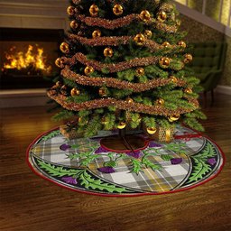 ScotsTee Shop Scottish Burns Ancient Clan Crest Tartan Christmas Tree Skirt Scottish Thistle Design