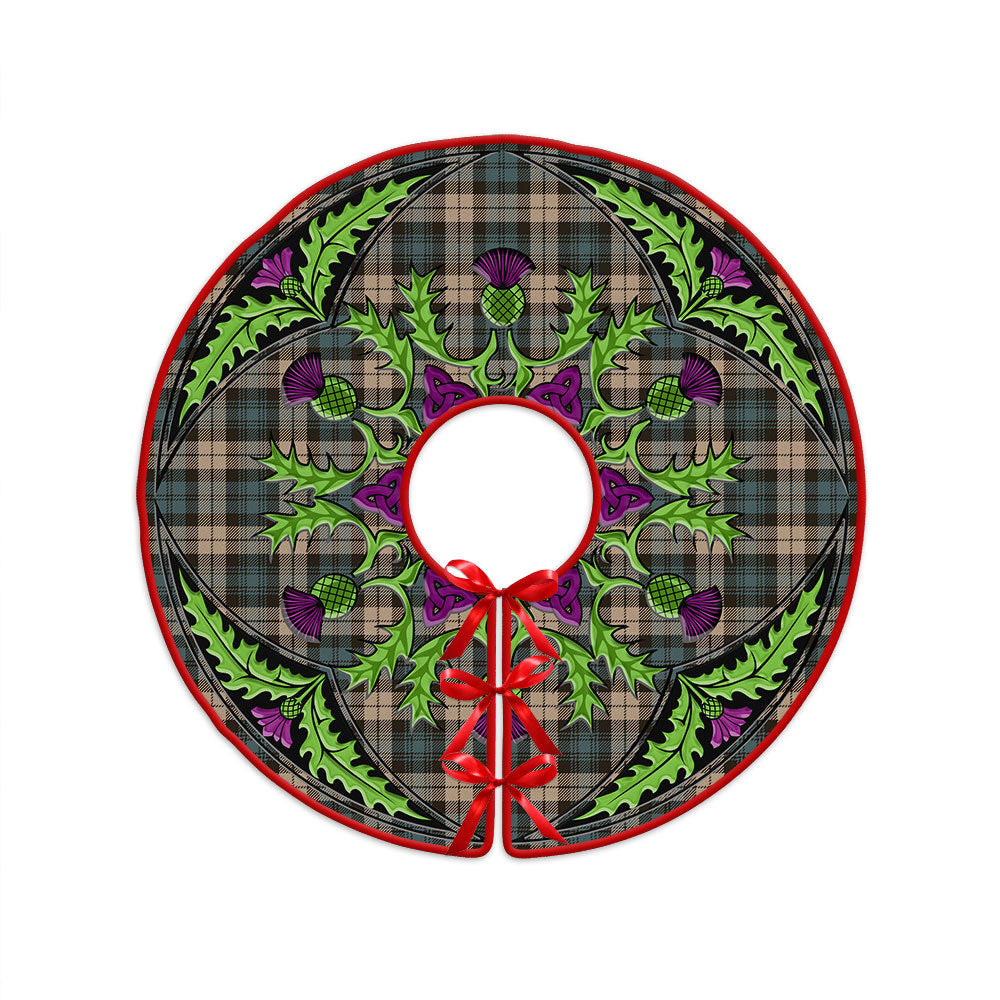 ScotsTee Shop Scottish Campbell Weathered 2 Clan Crest Tartan Christmas Tree Skirt Scottish Thistle Design