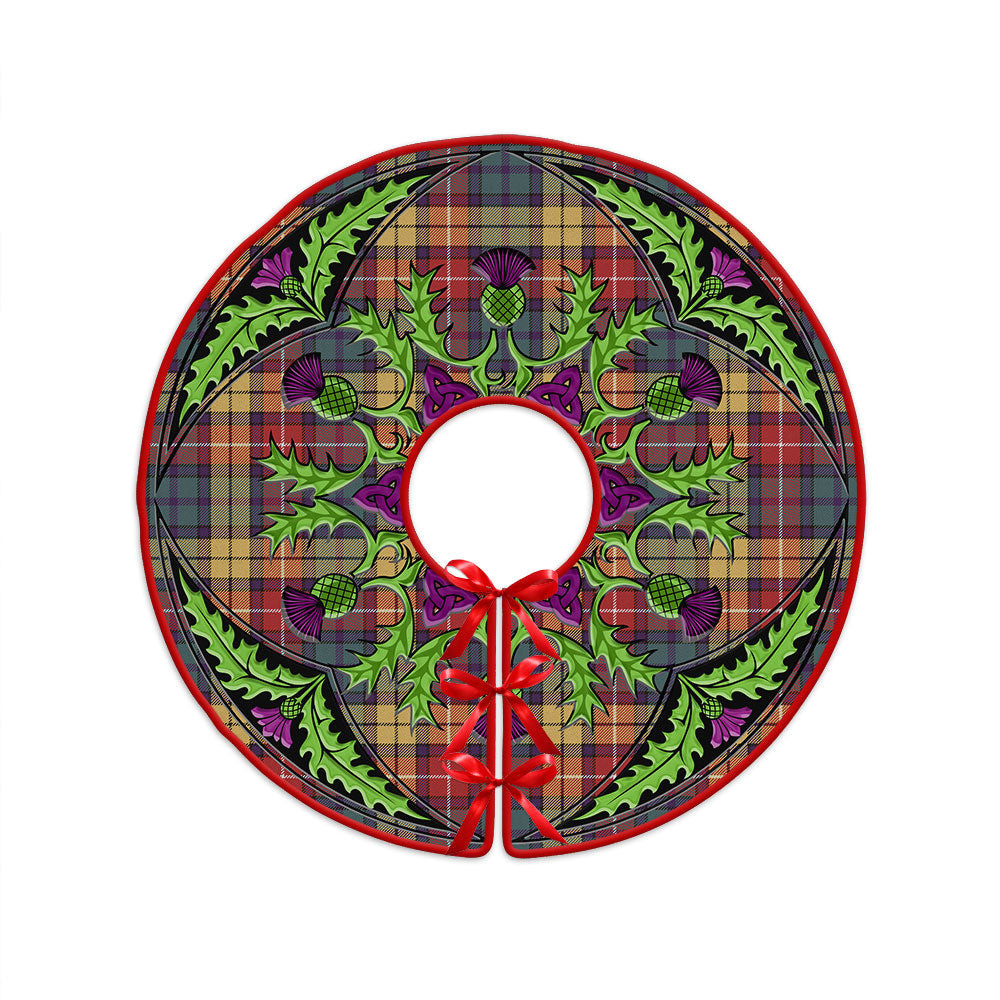ScotsTee Shop Scottish Buchanan Weathered Clan Crest Tartan Christmas Tree Skirt Scottish Thistle Design