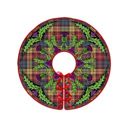 ScotsTee Shop Scottish Buchanan Weathered Clan Crest Tartan Christmas Tree Skirt Scottish Thistle Design