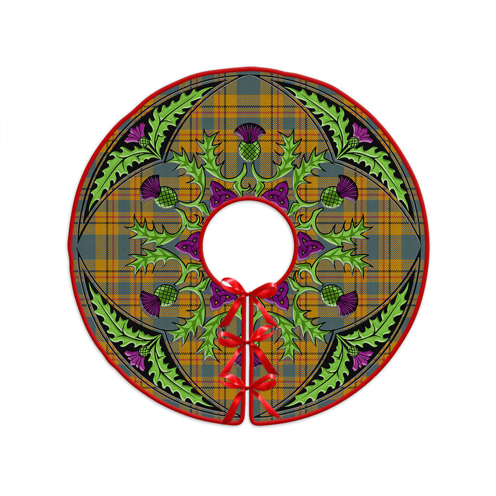 ScotsTee Shop Scottish Carlisle (Carlill) Weathered Clan Crest Tartan Christmas Tree Skirt Scottish Thistle Design