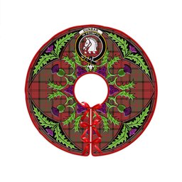 ScotsTee Shop Scottish Dunbar Weathered Clan Crest Tartan Christmas Tree Skirt Scottish Thistle Design
