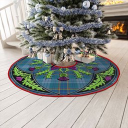 ScotsTee Shop Scottish Dempster Ancient Clan Crest Tartan Christmas Tree Skirt Scottish Thistle Design