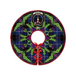 ScotsTee Shop Scottish Dunlop Modern Clan Crest Tartan Christmas Tree Skirt Scottish Thistle Design