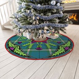 ScotsTee Shop Scottish Cleland Ancient Clan Crest Tartan Christmas Tree Skirt Scottish Thistle Design