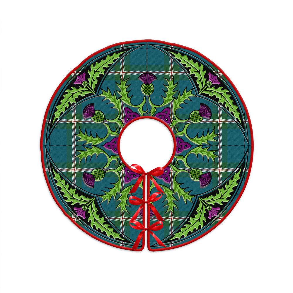 ScotsTee Shop Scottish Cleland Ancient Clan Crest Tartan Christmas Tree Skirt Scottish Thistle Design