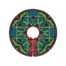 ScotsTee Shop Scottish Cleland Ancient Clan Crest Tartan Christmas Tree Skirt Scottish Thistle Design