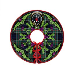 ScotsTee Shop Scottish Colquhoun Modern Clan Crest Tartan Christmas Tree Skirt Scottish Thistle Design