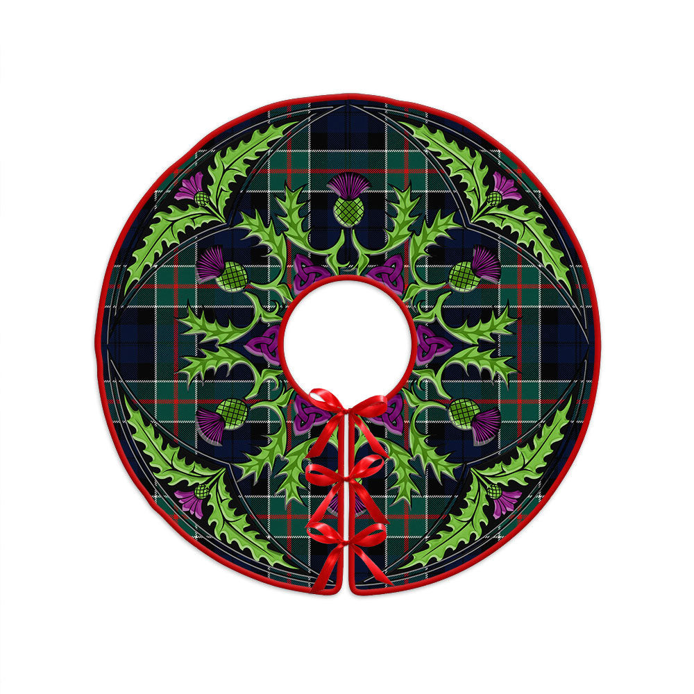 ScotsTee Shop Scottish Colquhoun Modern Clan Crest Tartan Christmas Tree Skirt Scottish Thistle Design