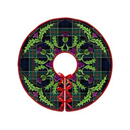 ScotsTee Shop Scottish Colquhoun Modern Clan Crest Tartan Christmas Tree Skirt Scottish Thistle Design