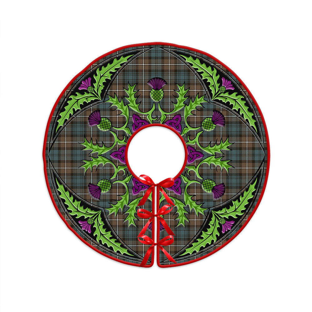 ScotsTee Shop Scottish Forbes Weathered Clan Crest Tartan Christmas Tree Skirt Scottish Thistle Design