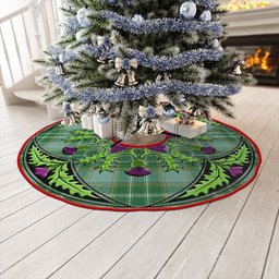 ScotsTee Shop Scottish Currie Ancient Clan Crest Tartan Christmas Tree Skirt Scottish Thistle Design