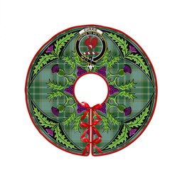 ScotsTee Shop Scottish Currie Ancient Clan Crest Tartan Christmas Tree Skirt Scottish Thistle Design