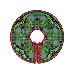 ScotsTee Shop Scottish Currie Ancient Clan Crest Tartan Christmas Tree Skirt Scottish Thistle Design