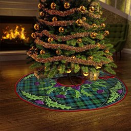 ScotsTee Shop Scottish Campbell Ancient 2 Clan Crest Tartan Christmas Tree Skirt Scottish Thistle Design