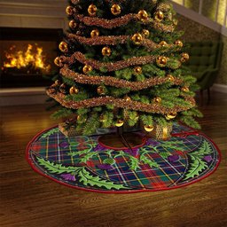 ScotsTee Shop Scottish Crozier Modern Clan Crest Tartan Christmas Tree Skirt Scottish Thistle Design