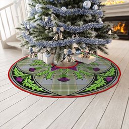 ScotsTee Shop Scottish Currie Weathered Clan Crest Tartan Christmas Tree Skirt Scottish Thistle Design