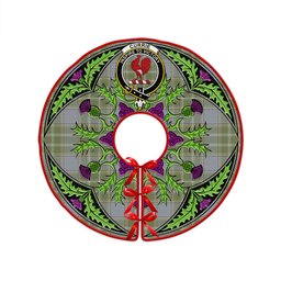 ScotsTee Shop Scottish Currie Weathered Clan Crest Tartan Christmas Tree Skirt Scottish Thistle Design