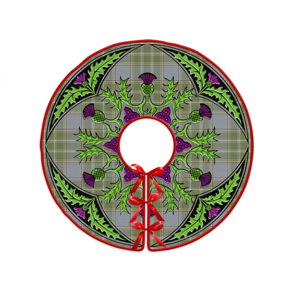 ScotsTee Shop Scottish Currie Weathered Clan Crest Tartan Christmas Tree Skirt Scottish Thistle Design