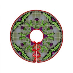 ScotsTee Shop Scottish Currie Weathered Clan Crest Tartan Christmas Tree Skirt Scottish Thistle Design