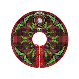 ScotsTee Shop Scottish Cunningham Weathered Clan Crest Tartan Christmas Tree Skirt Scottish Thistle Design