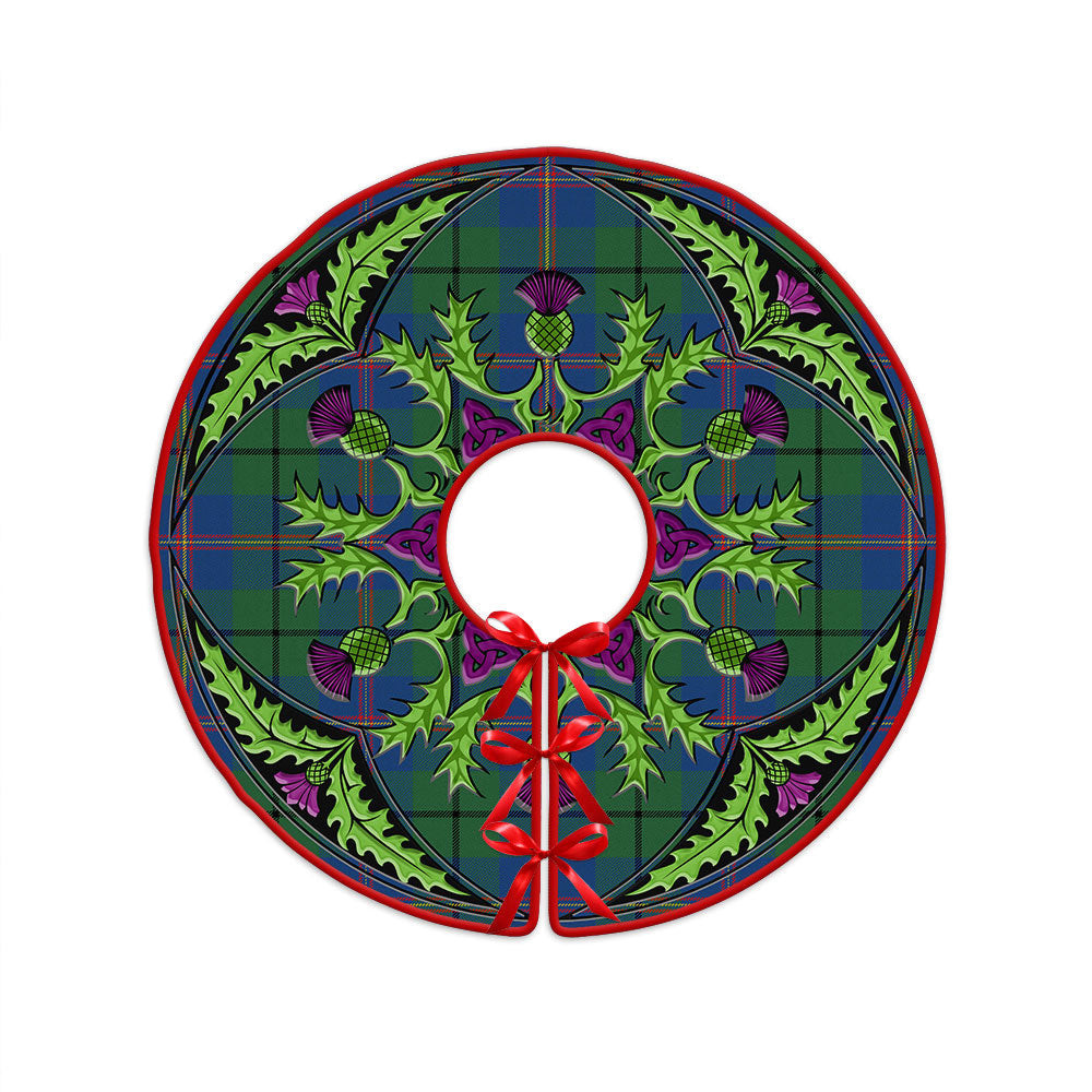 ScotsTee Shop Scottish Carmichael Modern Clan Crest Tartan Christmas Tree Skirt Scottish Thistle Design