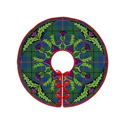 ScotsTee Shop Scottish Carmichael Modern Clan Crest Tartan Christmas Tree Skirt Scottish Thistle Design