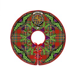 ScotsTee Shop Scottish Chattan Ancient Clan Crest Tartan Christmas Tree Skirt Scottish Thistle Design
