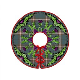 ScotsTee Shop Scottish Cleland Weathered Clan Crest Tartan Christmas Tree Skirt Scottish Thistle Design