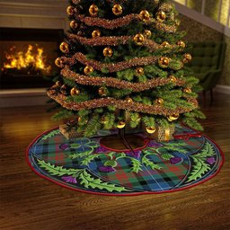 ScotsTee Shop Scottish Curry (Currie) Modern Clan Crest Tartan Christmas Tree Skirt Scottish Thistle Design