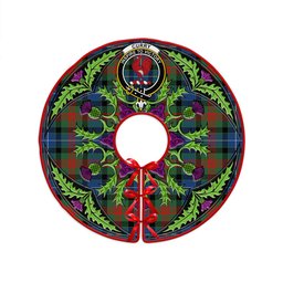 ScotsTee Shop Scottish Curry (Currie) Modern Clan Crest Tartan Christmas Tree Skirt Scottish Thistle Design