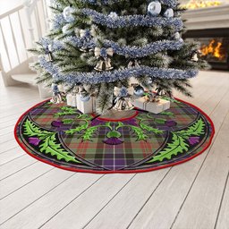 ScotsTee Shop Scottish Curry (Currie) Weathered Clan Crest Tartan Christmas Tree Skirt Scottish Thistle Design
