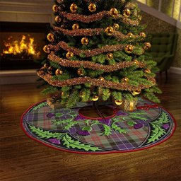 ScotsTee Shop Scottish Curry (Currie) Weathered Clan Crest Tartan Christmas Tree Skirt Scottish Thistle Design