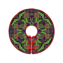 ScotsTee Shop Scottish Curry (Currie) Weathered Clan Crest Tartan Christmas Tree Skirt Scottish Thistle Design