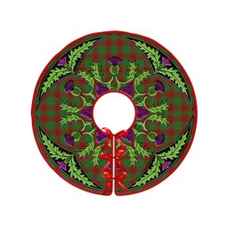ScotsTee Shop Scottish Donachie Modern Clan Crest Tartan Christmas Tree Skirt Scottish Thistle Design
