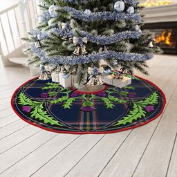 ScotsTee Shop Scottish Crichton (Creighton) Modern Clan Crest Tartan Christmas Tree Skirt Scottish Thistle Design