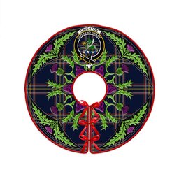 ScotsTee Shop Scottish Crichton (Creighton) Modern Clan Crest Tartan Christmas Tree Skirt Scottish Thistle Design