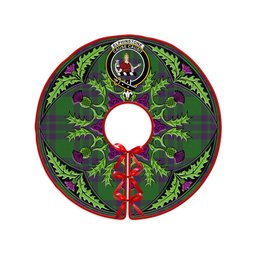 ScotsTee Shop Scottish Elphinstone Ancient Clan Crest Tartan Christmas Tree Skirt Scottish Thistle Design