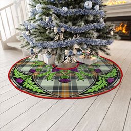 ScotsTee Shop Scottish Burns Modern Clan Crest Tartan Christmas Tree Skirt Scottish Thistle Design