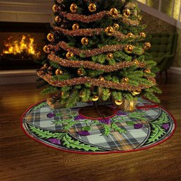 ScotsTee Shop Scottish Burns Modern Clan Crest Tartan Christmas Tree Skirt Scottish Thistle Design