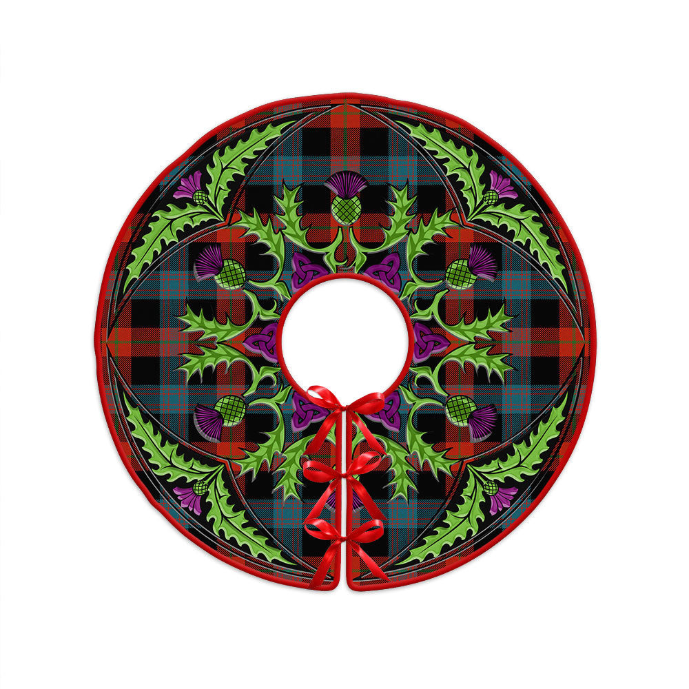 ScotsTee Shop Scottish Brown (Broun) Ancient Clan Crest Tartan Christmas Tree Skirt Scottish Thistle Design